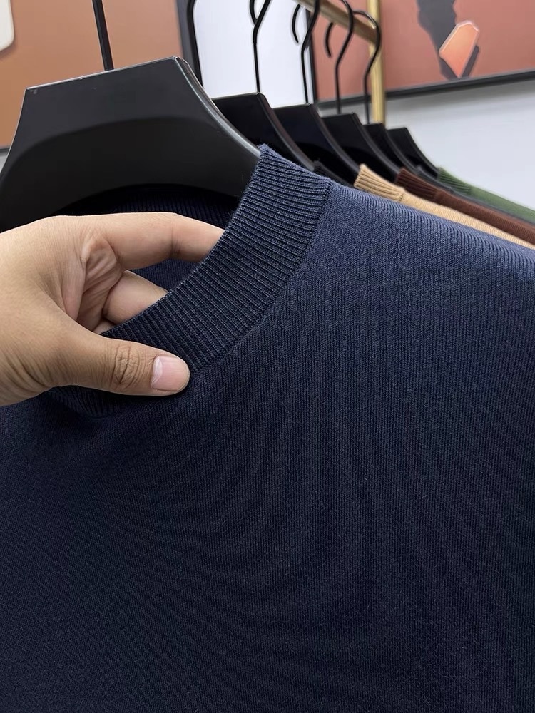 Maglione da uomo in pura lana, 100%, tinta unita, lavabile in lavatrice, girocollo, anti-pilling, con base in maglia_voghion.com