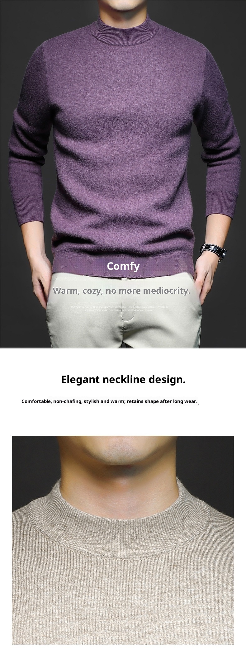 Maglione a collo alto a maniche lunghe in lana fine anti-pilling, da uomo, autunno e inverno, in tinta unita, con collo alto e maniche lunghe, modello Boy Boy Cross-Border_voghion.com