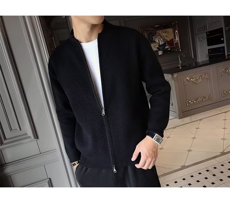 boy Boy Boy Autumn Winter 2023 New Sweater Jacket Solid Color Knitted Cardigan Men's Casual Versatile Slim Fit Top_voghion.com