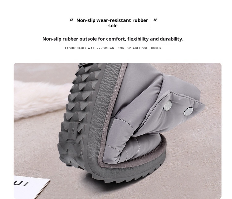 Zees Winter New Fleece-Lined Waterproof Non-Slip Thick-Soled Solid Color Snow Thickened Flat Women's Boots Short Fashion_voghion.com