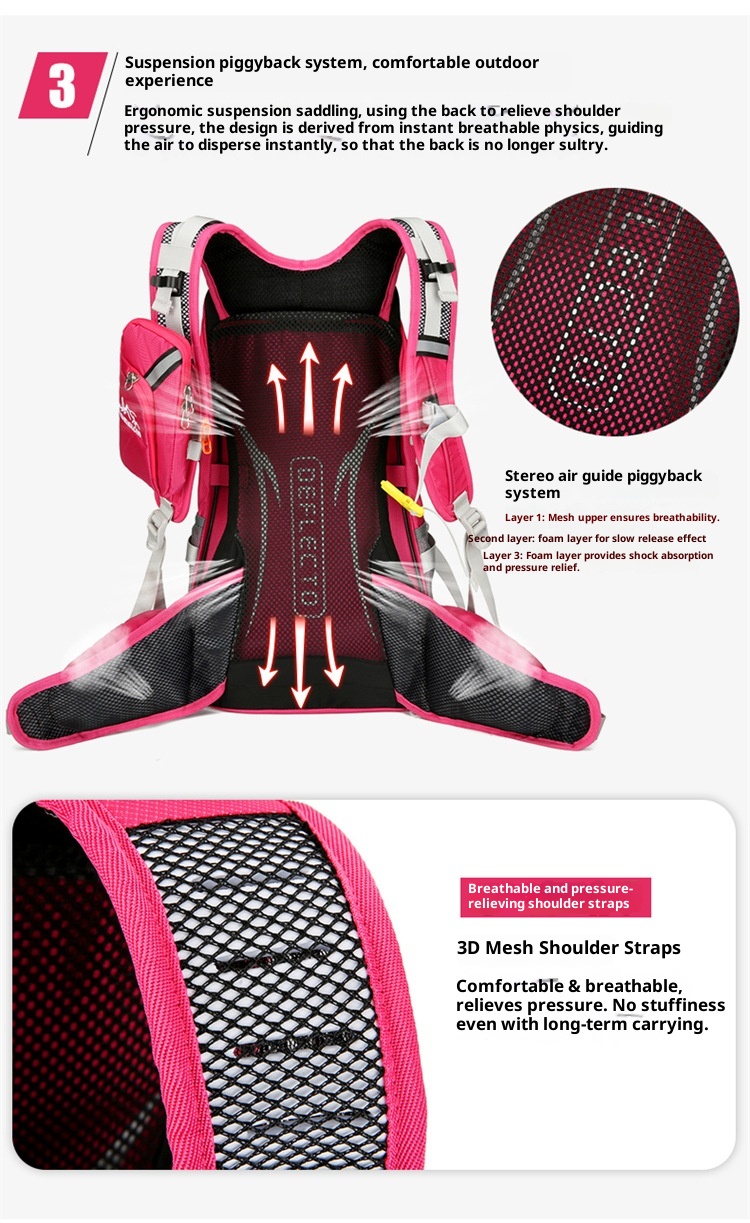 ActiveGo Outdoor Cycling Backpack Large Capacity Portable Water-Resistant Double Shoulder With Floating Frame Travel Hiking Bag_voghion.com