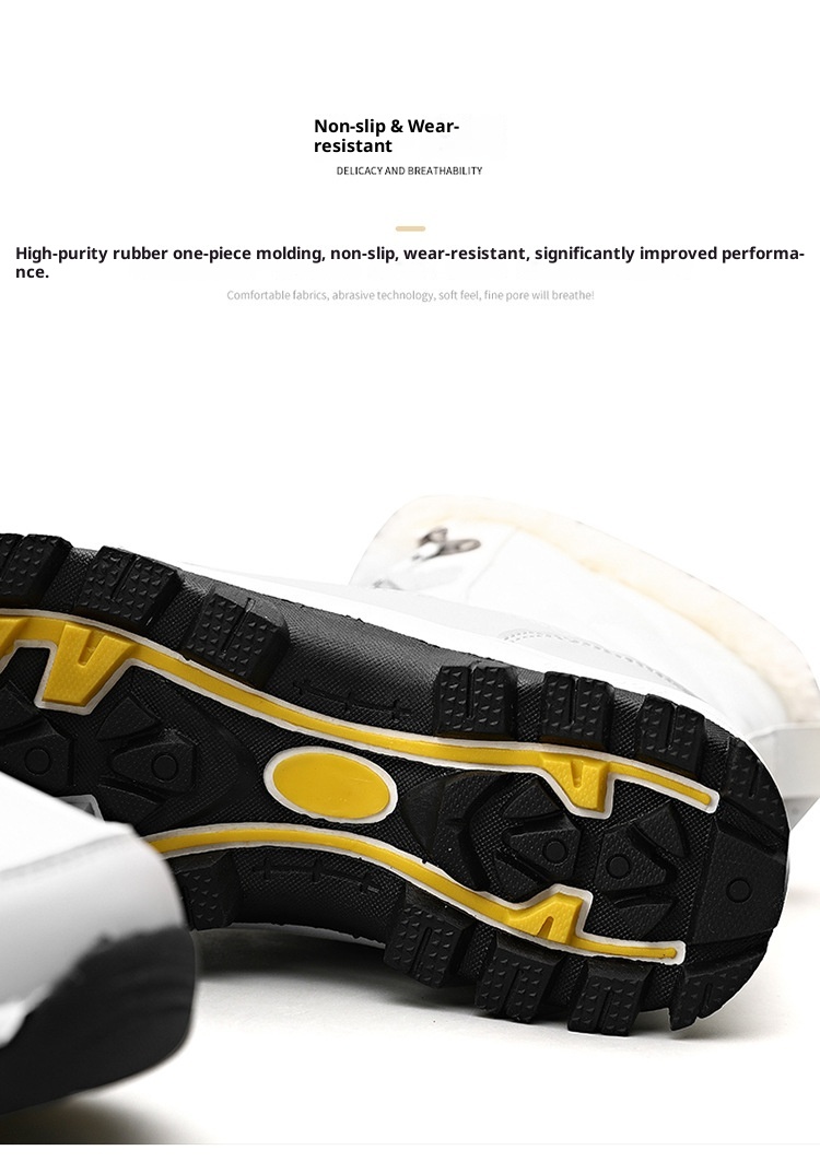 Zees Neue Winterstiefel für Damen, mittelhoch, warm, fleecegefüttert, dick gefüttert, ideal zum Skifahren, aus Baumwolle, große Größen_voghion.com