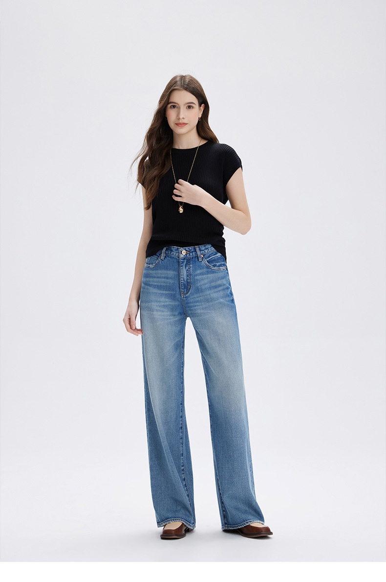 ChicShe 2025 New Spring And Autumn Lyocell High-End Women's Jeans Non-Stretch Loose High-Waist Nine-Point Straight Long Pants_voghion.com