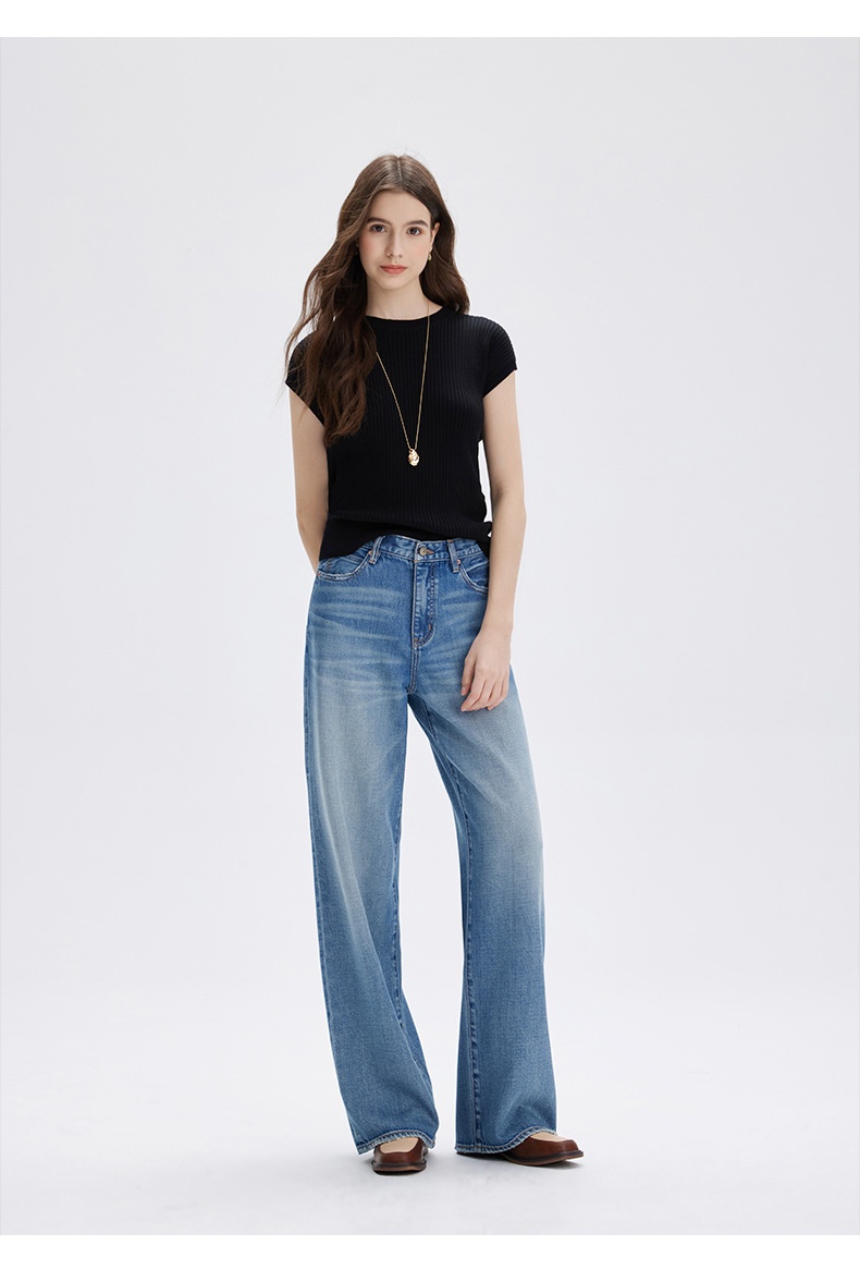 ChicShe 2025 New Spring And Autumn Lyocell High-End Women's Jeans Non-Stretch Loose High-Waist Nine-Point Straight Long Pants_voghion.com