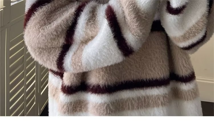 boy Boy Boy Soft Cozy Color-Block Striped Sweater For Men, New Autumn And Winter Round Neck Inner Layer, Warm Loose Base Knit Top_voghion.com