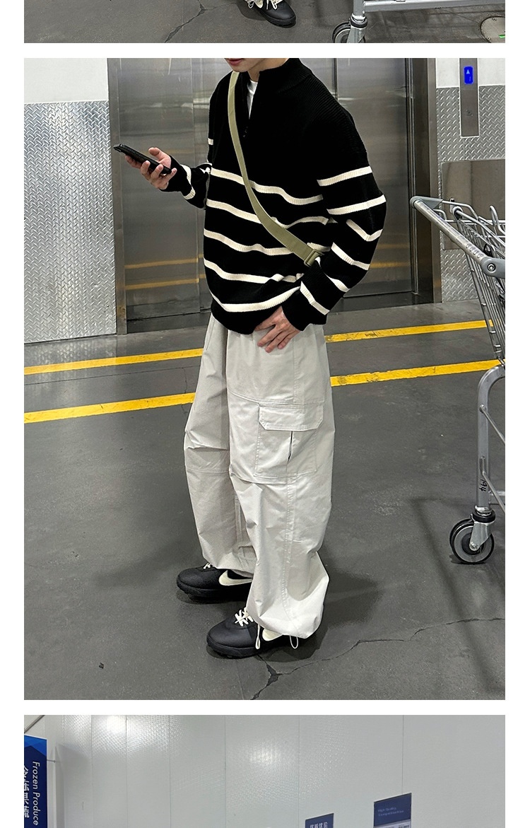 boy Boy Boy 2025 New Tendy Band Half Tutleneck Zippe Striped Sweatshirt Men, Loose Pullove Knitted Base Shit Fo Autumn And_voghion.com