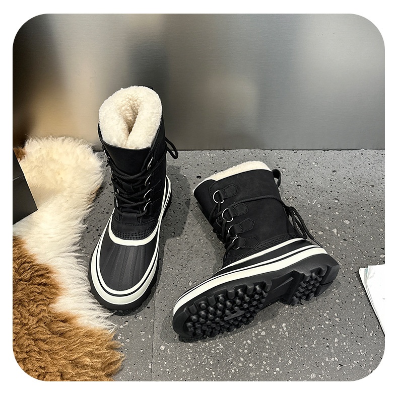 Chaussures de randonnée Zees Outdoor imperméables, antidérapantes, à lacets, pour femmes, collection hiver 2025, en cuir véritable, idéales pour la chasse au canard, résistantes au froid et chaudes._voghion.com