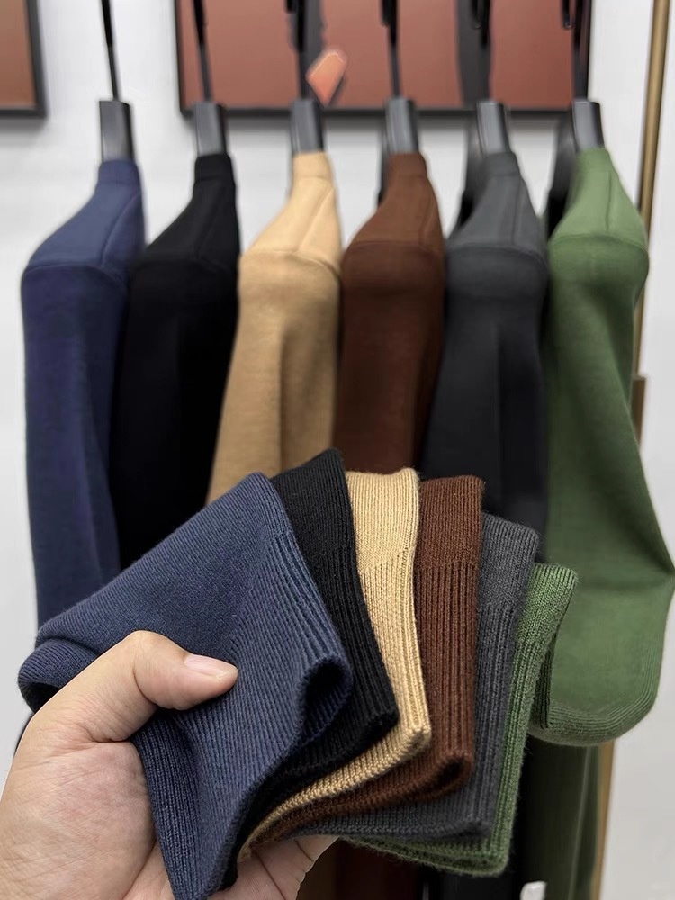 Maglione da uomo in pura lana, 100%, tinta unita, lavabile in lavatrice, girocollo, anti-pilling, con base in maglia_voghion.com