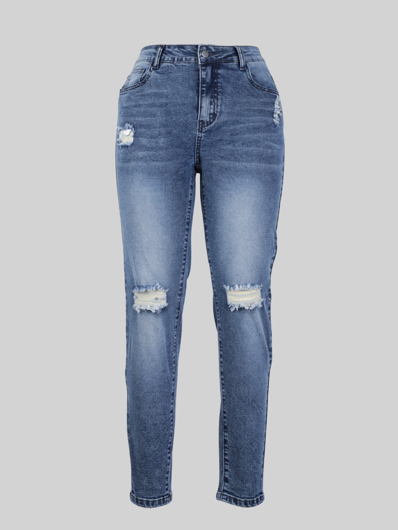 ChicShe Cross-border Stretch Ripped Pants Slim Fit Versatile Elegant Tight Hip-lifting Slimming Women's Jeans_voghion.com