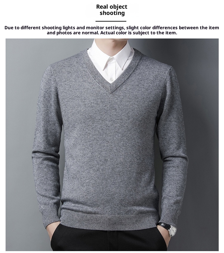 boy Boy Boy Factory Store Men Winter Thickened Wool V-Neck Knitted Sweater Loose Fit For Middle-Aged Dad Men's Base Layer_voghion.com