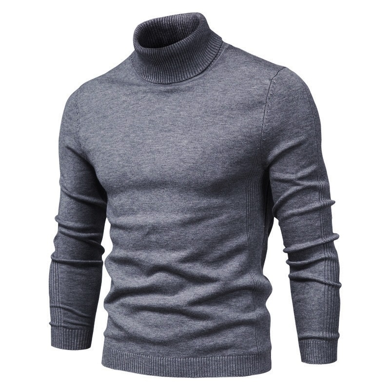 Herrenhemd im europäischen und amerikanischen Stil für Herbst und Winter, Slim Fit, Rollkragenpullover, Strickpullover_voghion.com