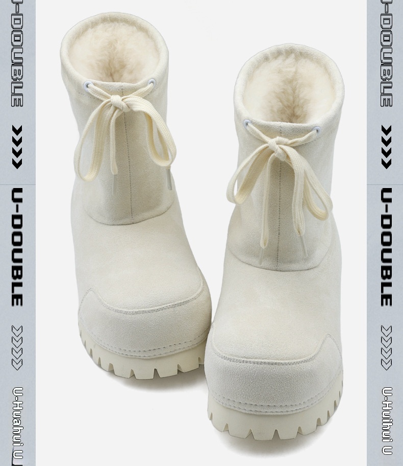 Zees Zees 2025 Winter New Thick-Soled Fashionable Drawstring Big-Toe Snow Boots For Women, Non-Slip Ugly-Cute Ski Thickened Warm_voghion.com