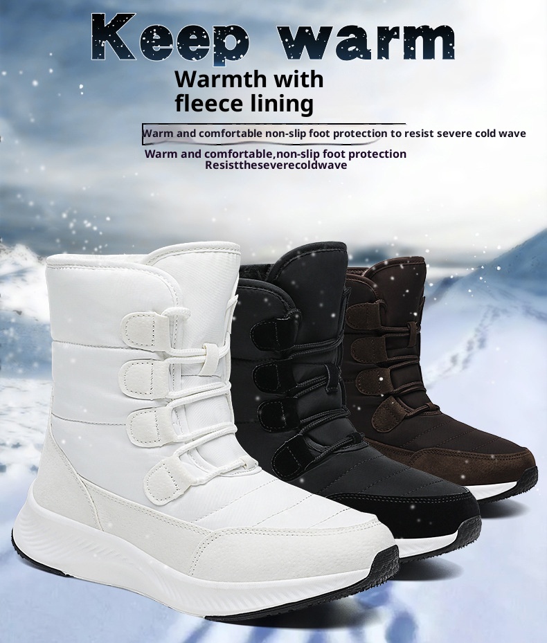 Zees 2023 Northeast Snow Botas de Esqui Femininas para Inverno, Cano Médio, Forradas com Lã e Acolchoadas, Tamanho Grande, Sola Grossa_voghion.com