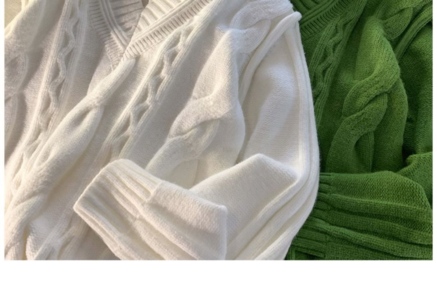 Pull Boy Boy blanc à col en V pour homme, en maille torsadée épaisse et 3D, style rétro tendance et décontracté._voghion.com