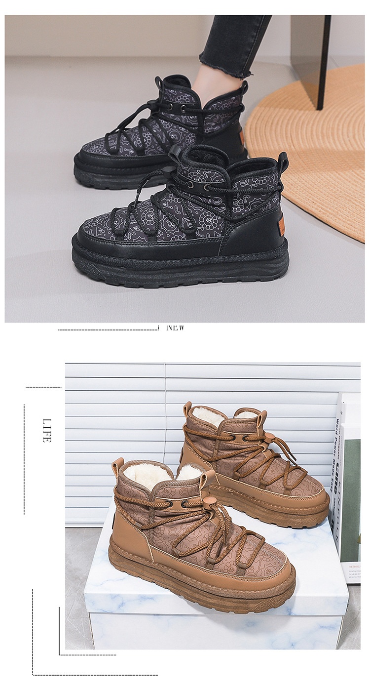 Zees Zees Harbin Outdoor Mid-Calf Snow Boots For Women Winter Warm Fleece Lined Thickened Waterproof Non-Slip Northeast Large Size_voghion.com