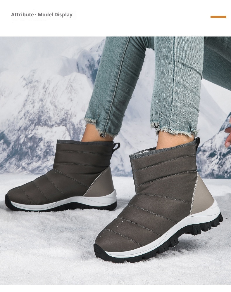 Zees Zees 2023 New Large Size Winter Fleece-Lined Warm Snow For Women Thickened Ski Cold-Proof Sports Cotton Shoes Short Boots_voghion.com