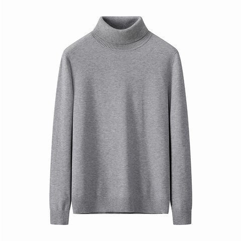 Maglione lavorato a maglia a collo alto da uomo, stile coreano, alla moda, vestibilità slim, nero, autunno inverno, strato interno, da uomo_voghion.com