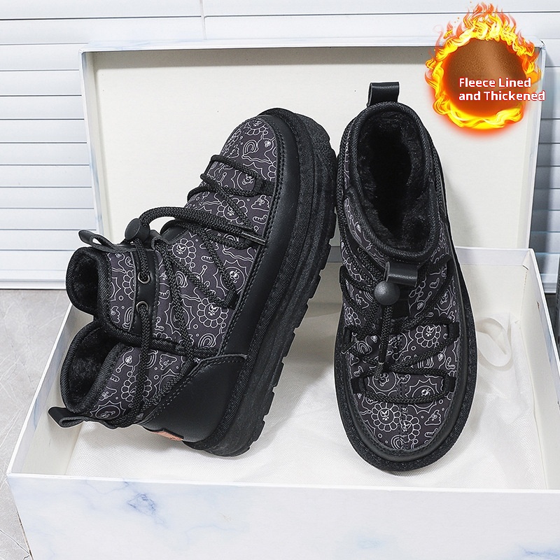 Zees Zees Harbin Outdoor Mid-Calf Snow Boots For Women Winter Warm Fleece Lined Thickened Waterproof Non-Slip Northeast Large Size_voghion.com