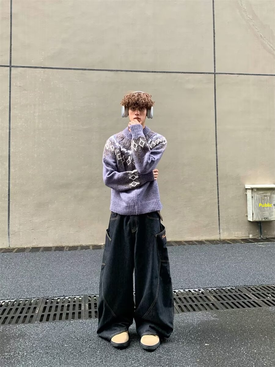 Maglione cardigan alla moda coreano per uomo, maglione lavorato a maglia con scollo rotondo nuovo autunno e inverno, cappotto largo in stile Hong Kong,_voghion.com