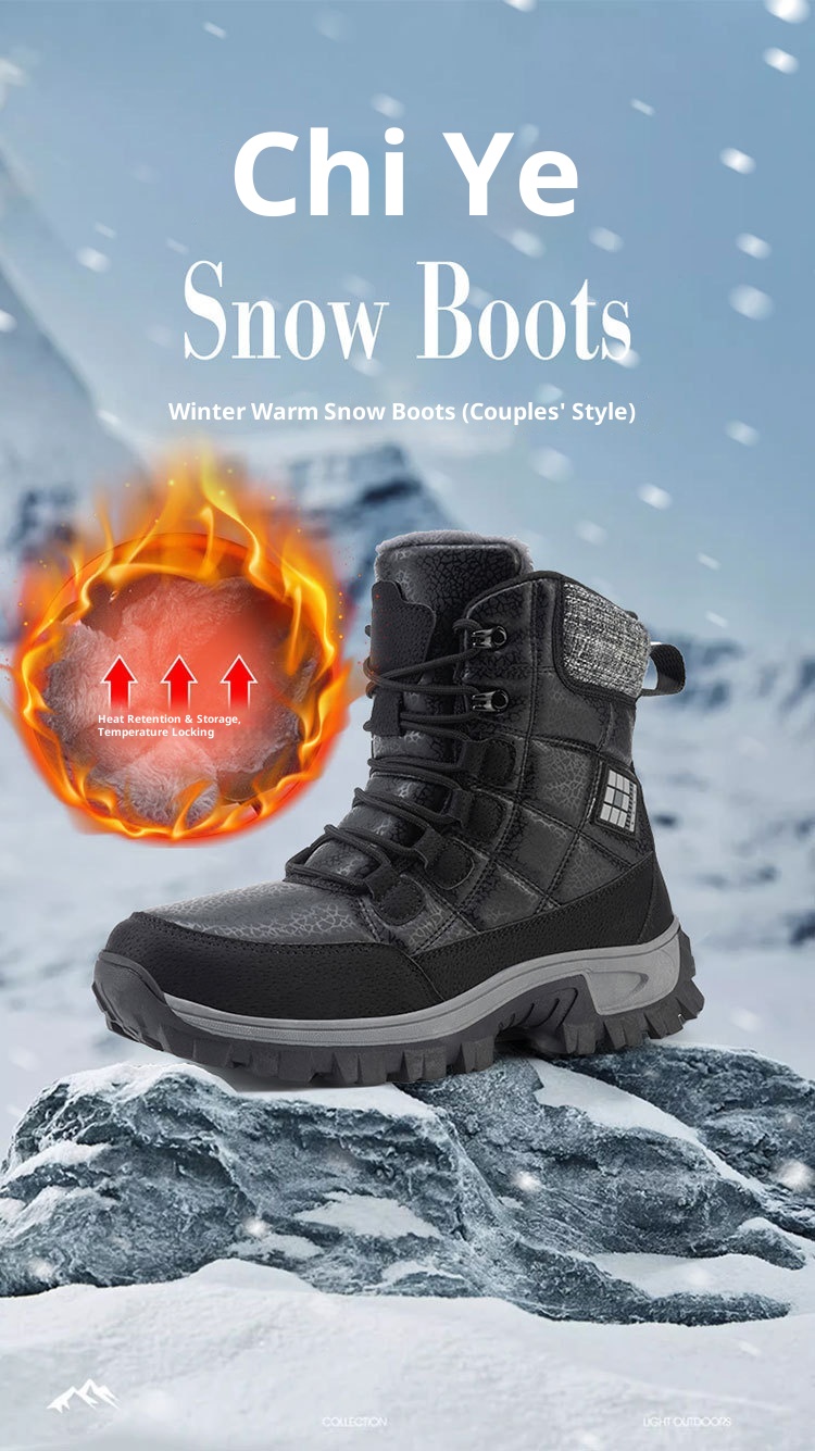 Botas de esqui Zees Winter Snow Outdoor Walking, forradas com lã, grossas e quentes, para casal, ideais para temperaturas extremamente baixas de até -40 graus no nordeste dos EUA._voghion.com