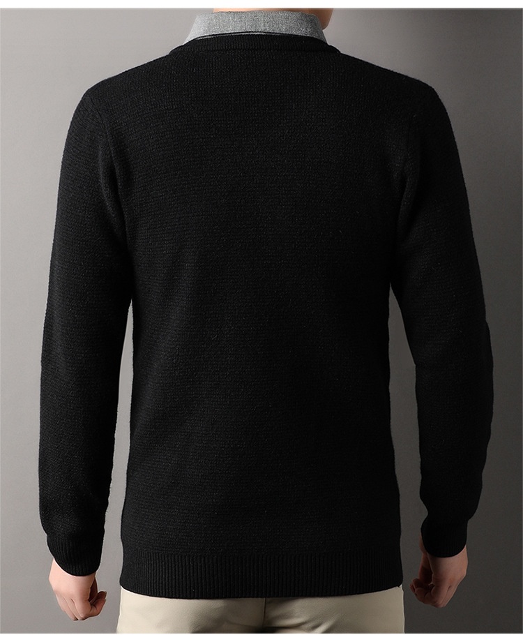 boy Boy Boy Fleece-Lined Men's Two-Piece Shirt Collar 2025 Autumn Winter New Thickened Knitted Sweater For Men_voghion.com