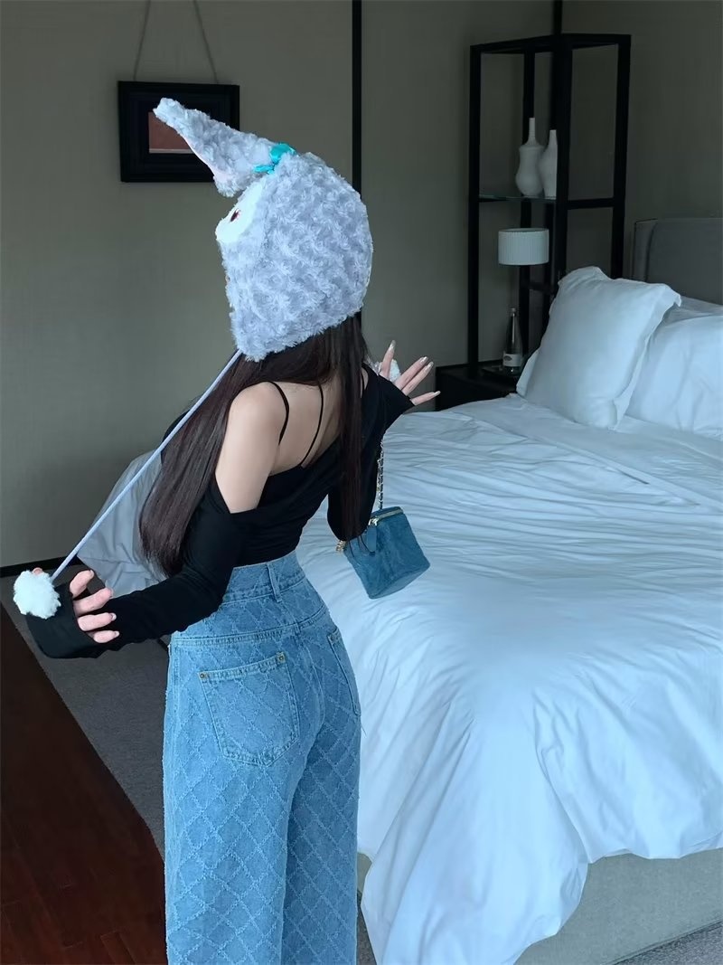 ChicShe Plus Size High Waist Jeans For Women, Trendy Brand 2024 New Japanese Style Plaid Long P, Youth Fashion Summer Thin_voghion.com