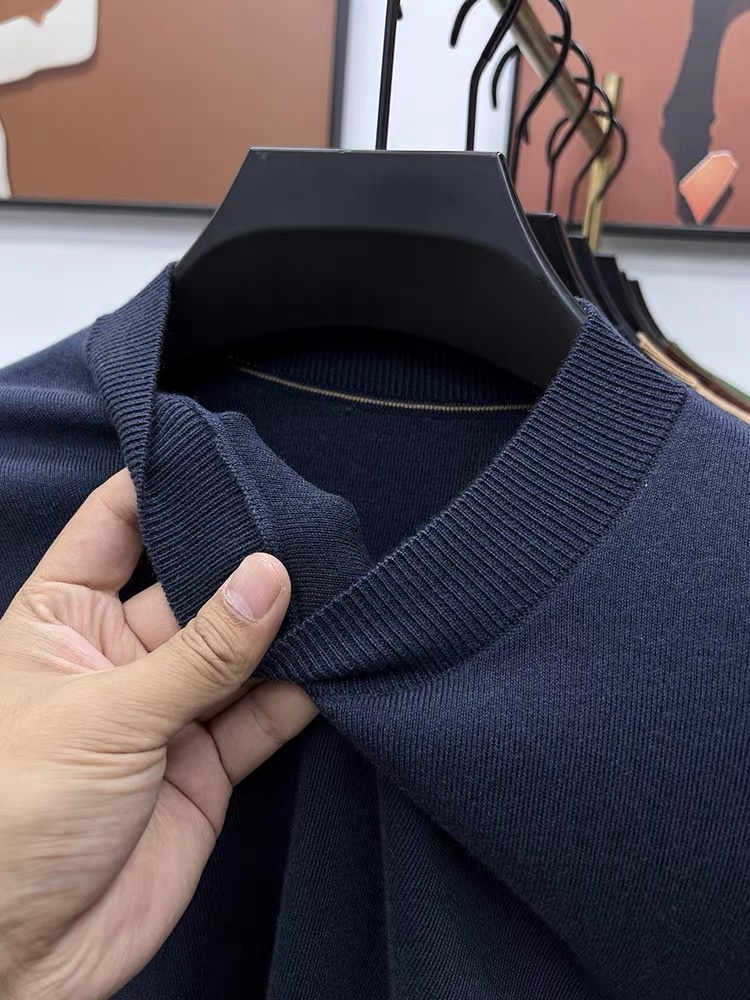 Maglione da uomo in pura lana, 100%, tinta unita, lavabile in lavatrice, girocollo, anti-pilling, con base in maglia_voghion.com