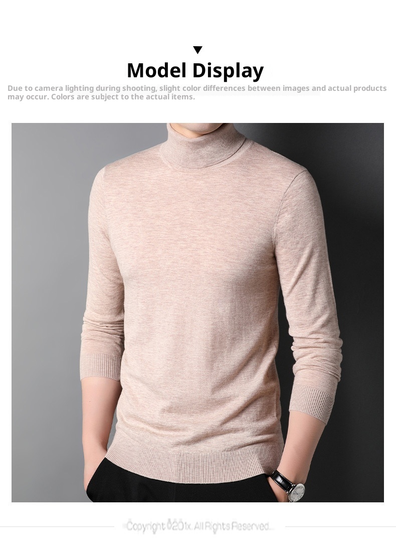 boy Boy Boy Fine Pullover High Neck Pure Wool Sweater For Men Casual Inner Layer Base Shirt Top_voghion.com