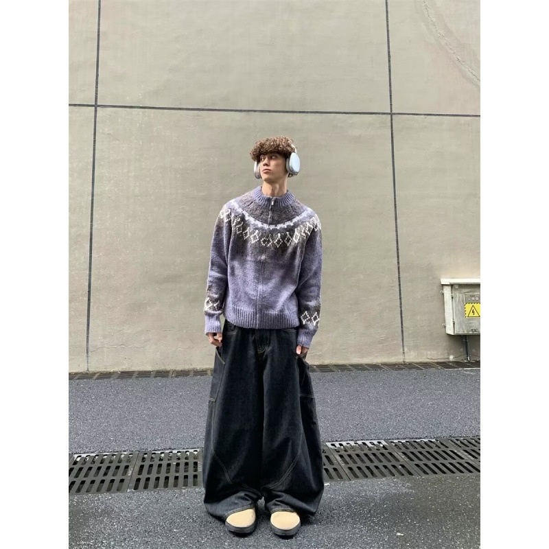 Maglione cardigan alla moda coreano per uomo, maglione lavorato a maglia con scollo rotondo nuovo autunno e inverno, cappotto largo in stile Hong Kong,_voghion.com