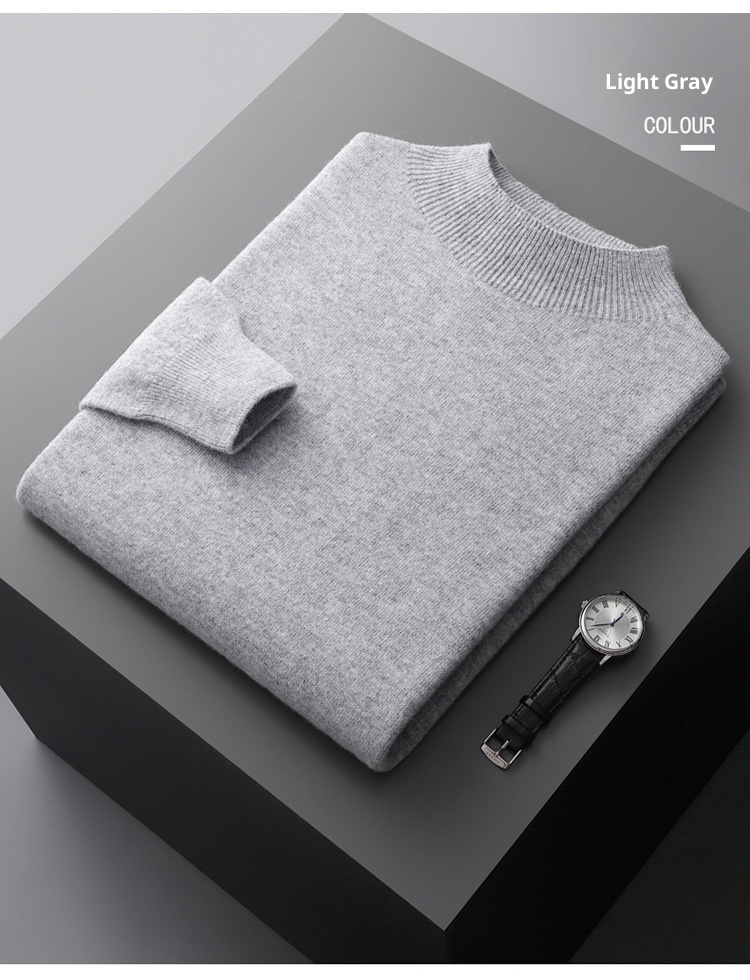 boy Boy Boy First-Line Ready-to-Wear Half Turtleneck Wool Men 2024 New Solid Color Knitted Sweater Loose Warm Pullover Base Shirt_voghion.com