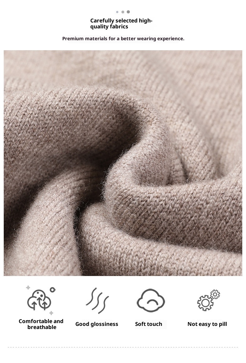 boy Boy Boy 450g Thickened 100% Pure Wool For Men 2024 Autumn Winter New Mature Half Turtleneck Sweater Men's Live Streaming Style_voghion.com