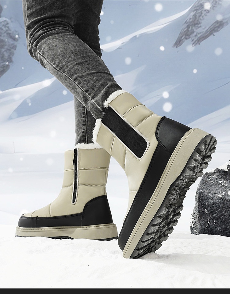 Zees Winter Wasserdichte Anti-Rutsch Schneestiefel Schlupfstiefel Leicht Warme Nordost Ski Baumwollschuhe_voghion.com