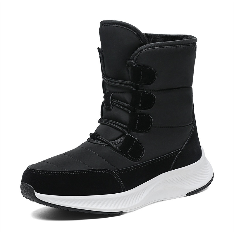Zees 2023 Northeast Snow Botas de Esqui Femininas para Inverno, Cano Médio, Forradas com Lã e Acolchoadas, Tamanho Grande, Sola Grossa_voghion.com