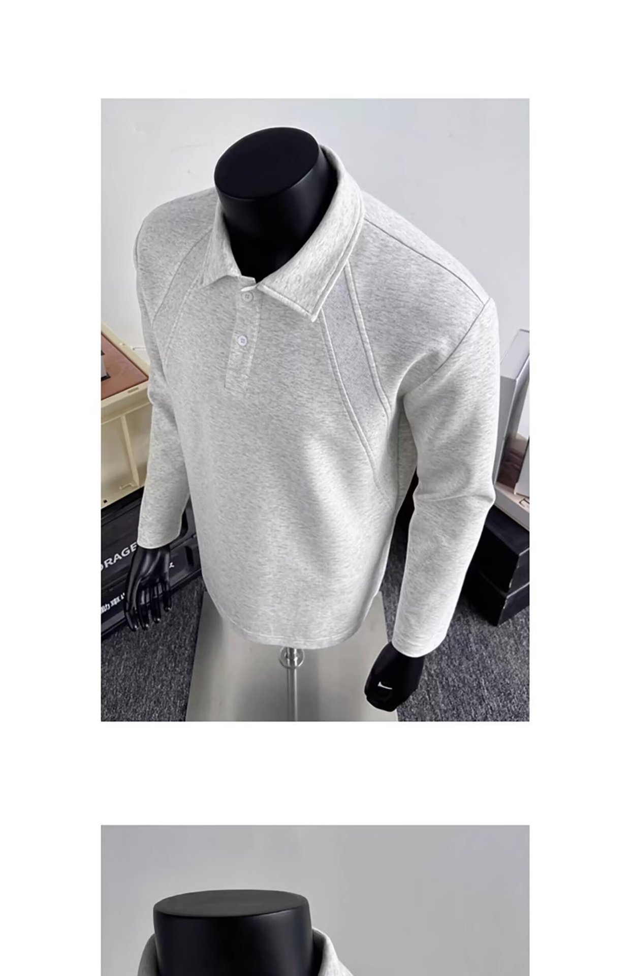 Polo patchwork rétro américain Boy pour homme, marque tendance printemps-automne, coupe ample et décontractée à manches longues_voghion.com