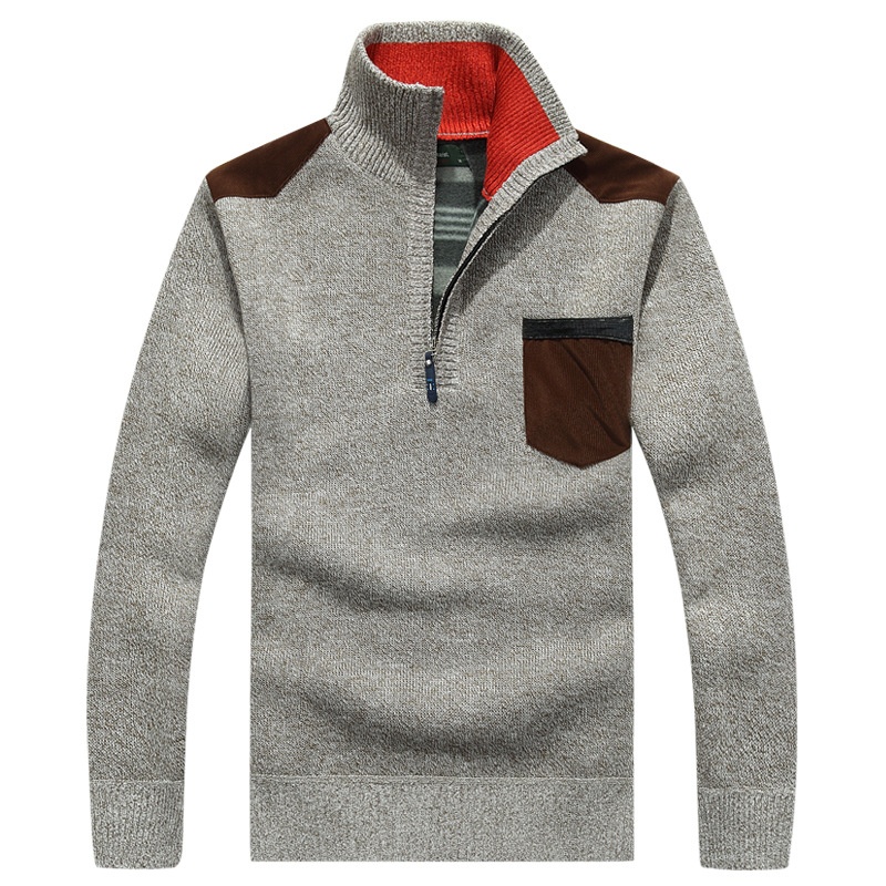 boy Boy Boy Cross-Border Dropshipping Autumn Winter Fleece-Lined Thickened Men's Youth Pullover Plus Size Stand Collar Half-Zip_voghion.com