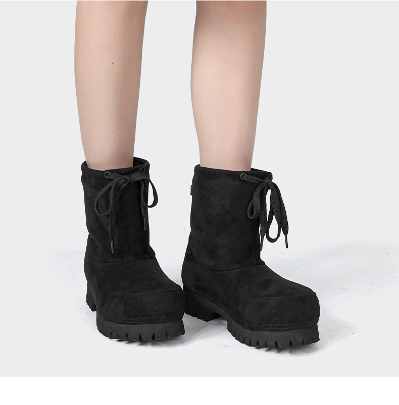 Zees Zees 2025 Winter New Thick-Soled Fashionable Drawstring Big-Toe Snow Boots For Women, Non-Slip Ugly-Cute Ski Thickened Warm_voghion.com