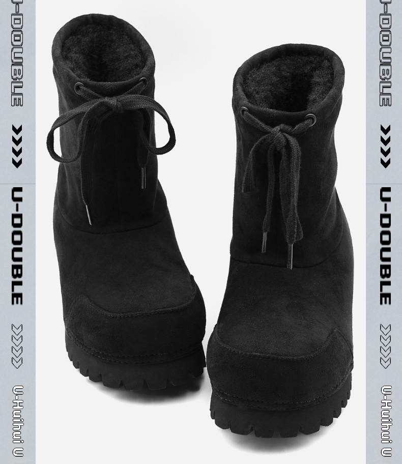 Zees Zees 2025 Winter New Thick-Soled Fashionable Drawstring Big-Toe Snow Boots For Women, Non-Slip Ugly-Cute Ski Thickened Warm_voghion.com