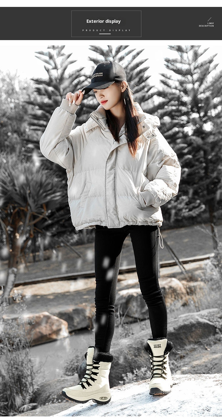 Zees Winter Outdoor High Top Waterproof Non-Slip Fleece-Lined Thick Sole Height Increasing Warm Snow Ski Boots For Women Size_voghion.com