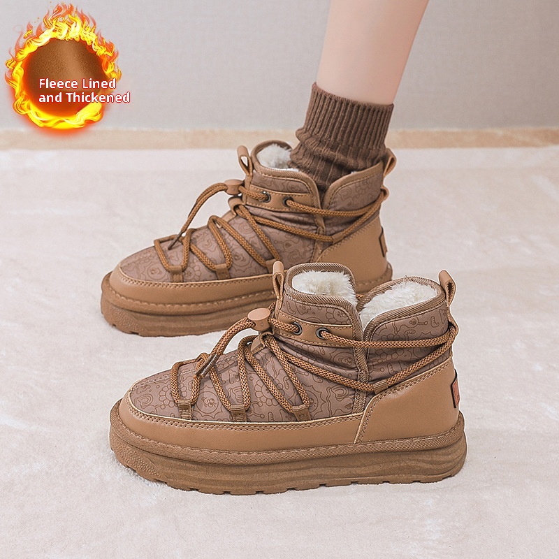 Zees Zees Harbin Outdoor Mid-Calf Snow Boots For Women Winter Warm Fleece Lined Thickened Waterproof Non-Slip Northeast Large Size_voghion.com