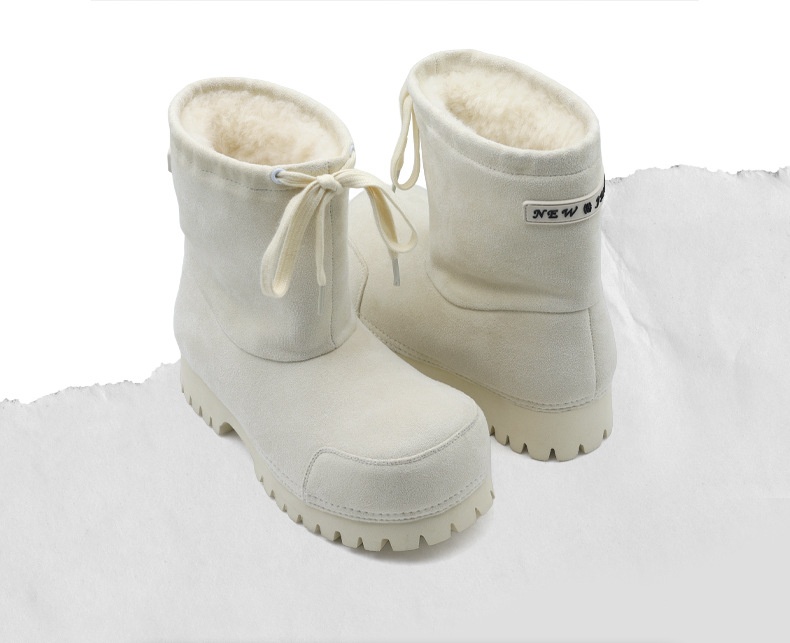 Zees Zees 2025 Winter New Thick-Soled Fashionable Drawstring Big-Toe Snow Boots For Women, Non-Slip Ugly-Cute Ski Thickened Warm_voghion.com