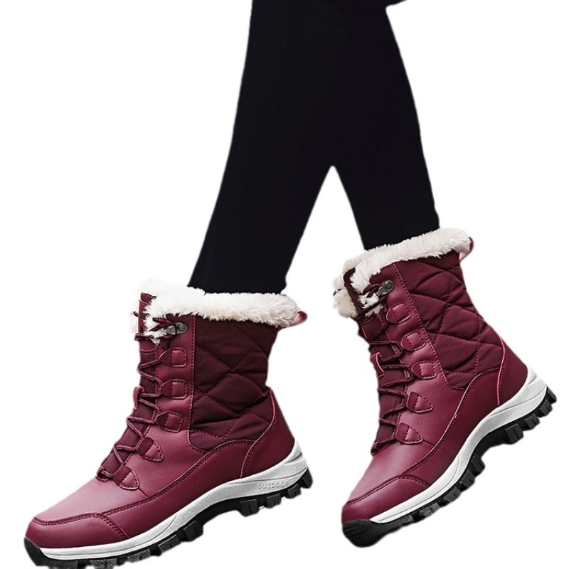 Zees Zees 2024 New Cross-Border Winter Snow Boots For Women, Mid-Calf, Warm, Fleece-Lined, Thickened, Northeast Outdoor Ski Cotton_voghion.com