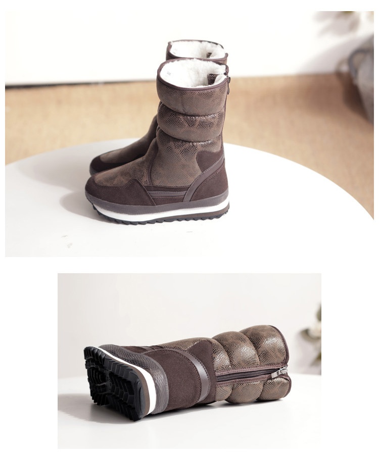 Zees Winter New Wool Thickened Snowproof Anti-Slip Warm Ski Lightweight Mid-Calf Cotton Shoes Women Snow Boots_voghion.com