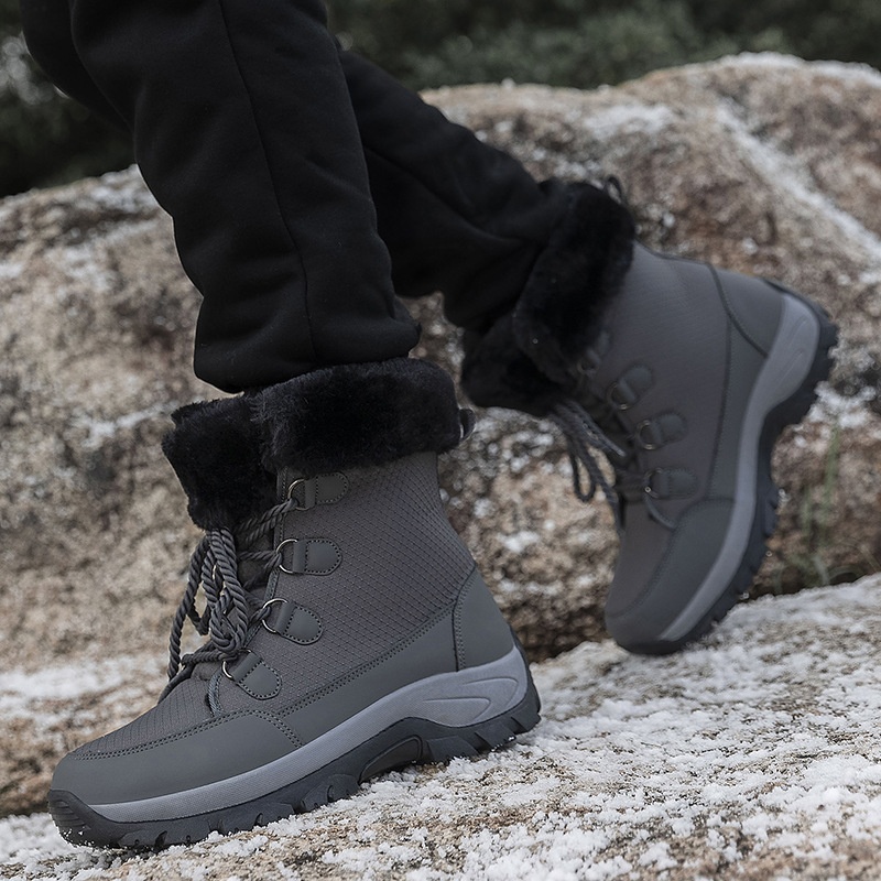 Zees Zees Foreign Trade Export Snow Men' Mid-Calf Women' Winter Fleece-Lined High-Top Warm Ski Boot Northeat Large Cotton_voghion.com