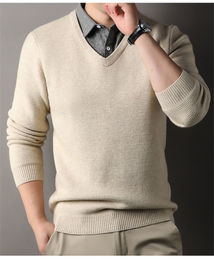 boy Boy Boy Fleece-Lined Men's Two-Piece Shirt Collar 2025 Autumn Winter New Thickened Knitted Sweater For Men_voghion.com