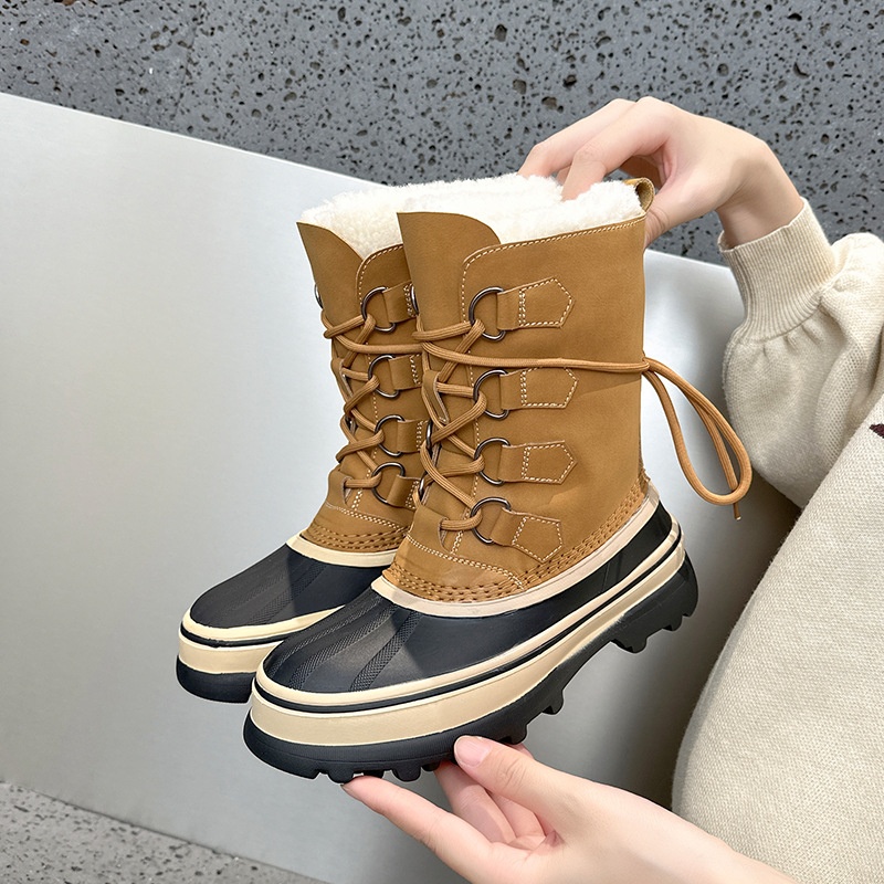 Chaussures de randonnée Zees Outdoor imperméables, antidérapantes, à lacets, pour femmes, collection hiver 2025, en cuir véritable, idéales pour la chasse au canard, résistantes au froid et chaudes._voghion.com