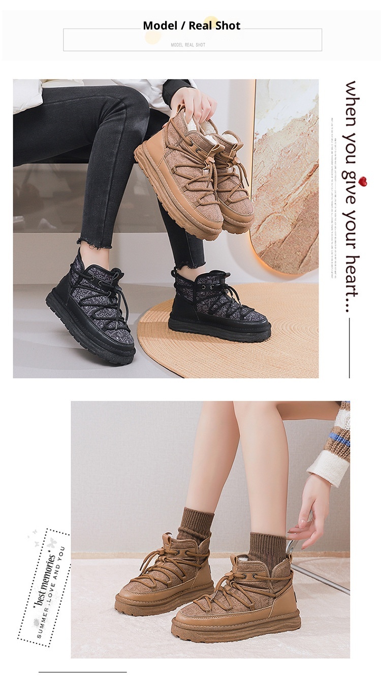 Zees Zees Harbin Outdoor Mid-Calf Snow Boots For Women Winter Warm Fleece Lined Thickened Waterproof Non-Slip Northeast Large Size_voghion.com