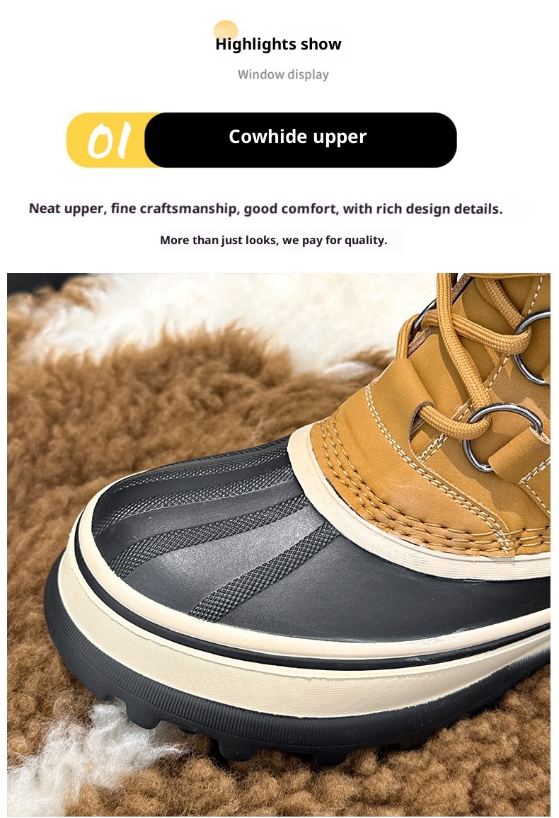 Chaussures de randonnée Zees Outdoor imperméables, antidérapantes, à lacets, pour femmes, collection hiver 2025, en cuir véritable, idéales pour la chasse au canard, résistantes au froid et chaudes._voghion.com