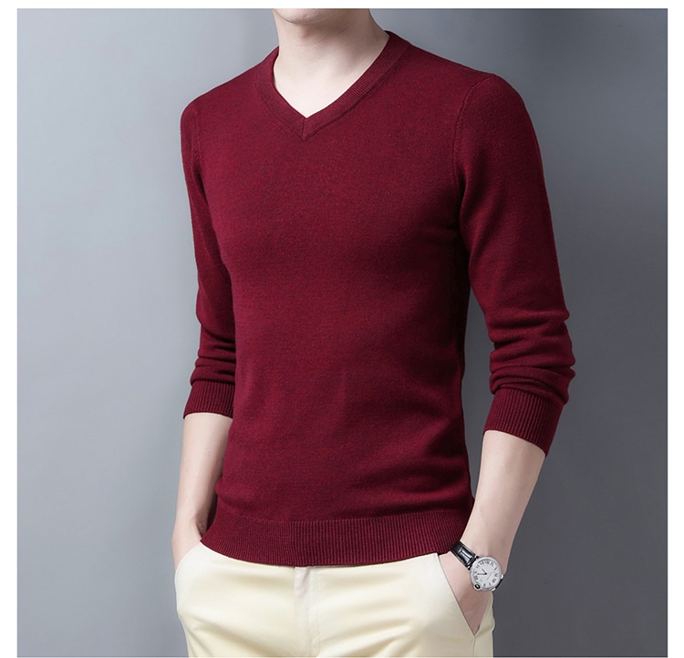 boy Boy Boy Factory Store Men Winter Thickened Wool V-Neck Knitted Sweater Loose Fit For Middle-Aged Dad Men's Base Layer_voghion.com