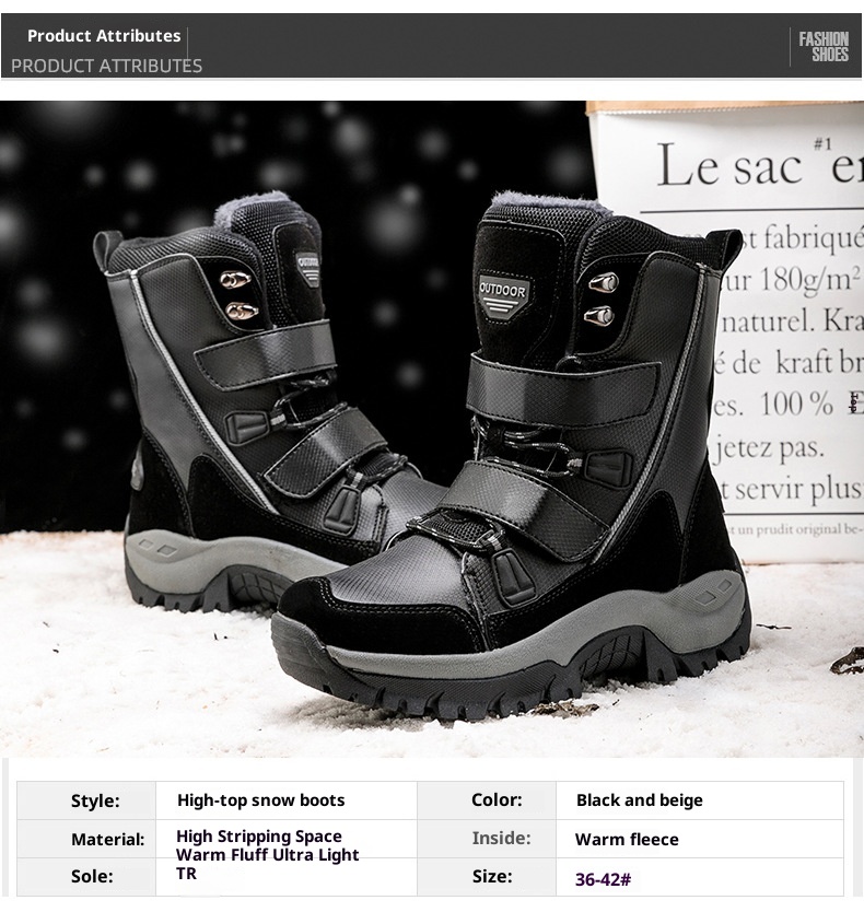 Zees Zees Noordoost Warme Sneeuw Outdoor Skischoenen Katoenen Schoenen Dames Winter Fleece Gevoerd Verdikt Mode Hoge Laarzen Waterdicht_voghion.com