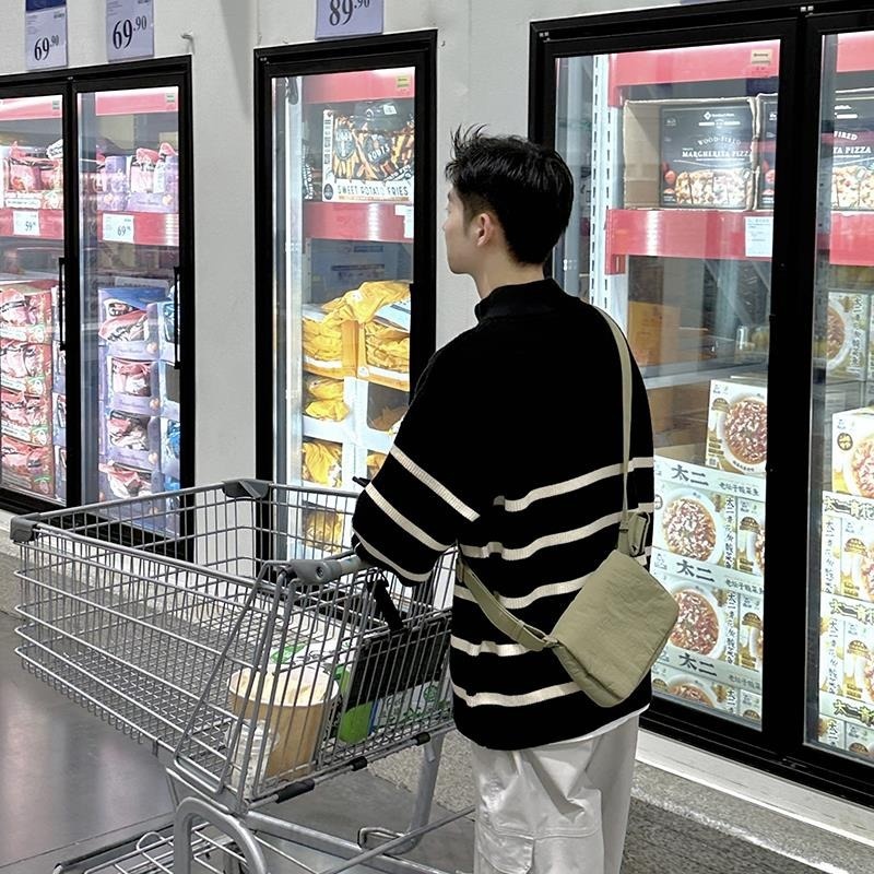 boy Boy Boy 2025 New Tendy Band Half Tutleneck Zippe Striped Sweatshirt Men, Loose Pullove Knitted Base Shit Fo Autumn And_voghion.com